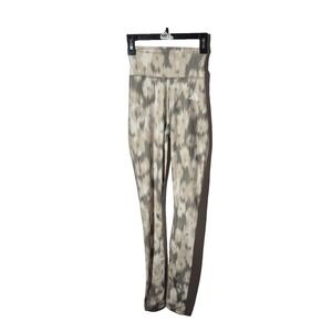 Adidas Pants Womens XS Beige Gray AEROREADY Leggings Camo High Rise Gym Leggings